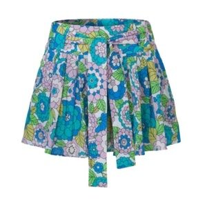 Dodo Bar Or Retro 70s Floral Green & Blue Kai Mini Skirt SIZE MEDIUM